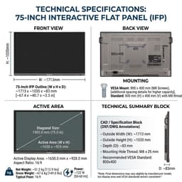75" Smart Board Interactive Flat Panel Display ( IFP ) 3